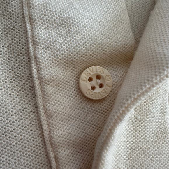 Vintage 80’s Levi’s polo medium ivory mens golf shirt long tail short sleeve - Picture 2 of 14